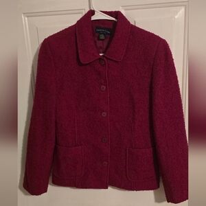 Charter Club Women's Burgundy Teddy Jacket